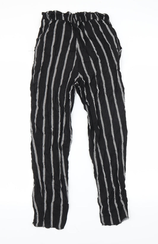 H&M Womens Black Striped  Trousers  Size 6 L25 in