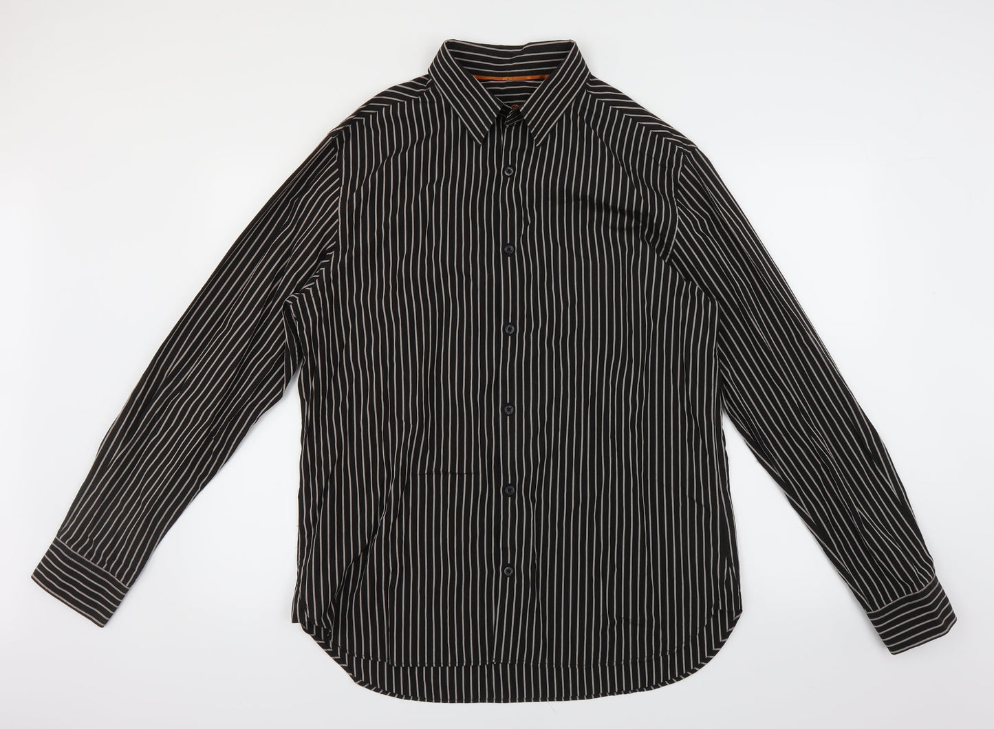 NEXT Mens Brown Striped   Button-Up Size L