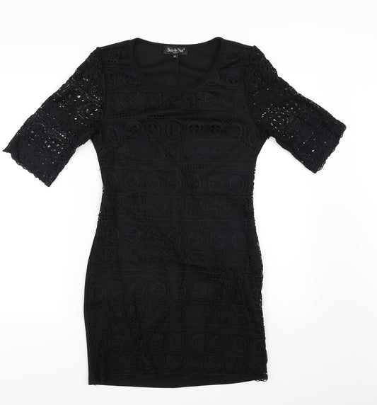 Bain De Nuit Womens Black Floral  Bodycon  Size 8