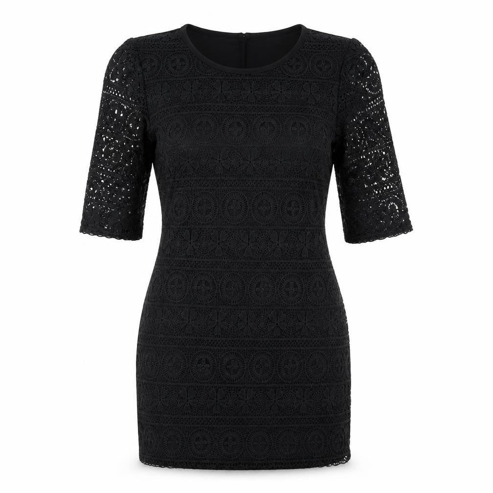 Front view of Bain De Nuit women’s black floral bodycon, size UK 8