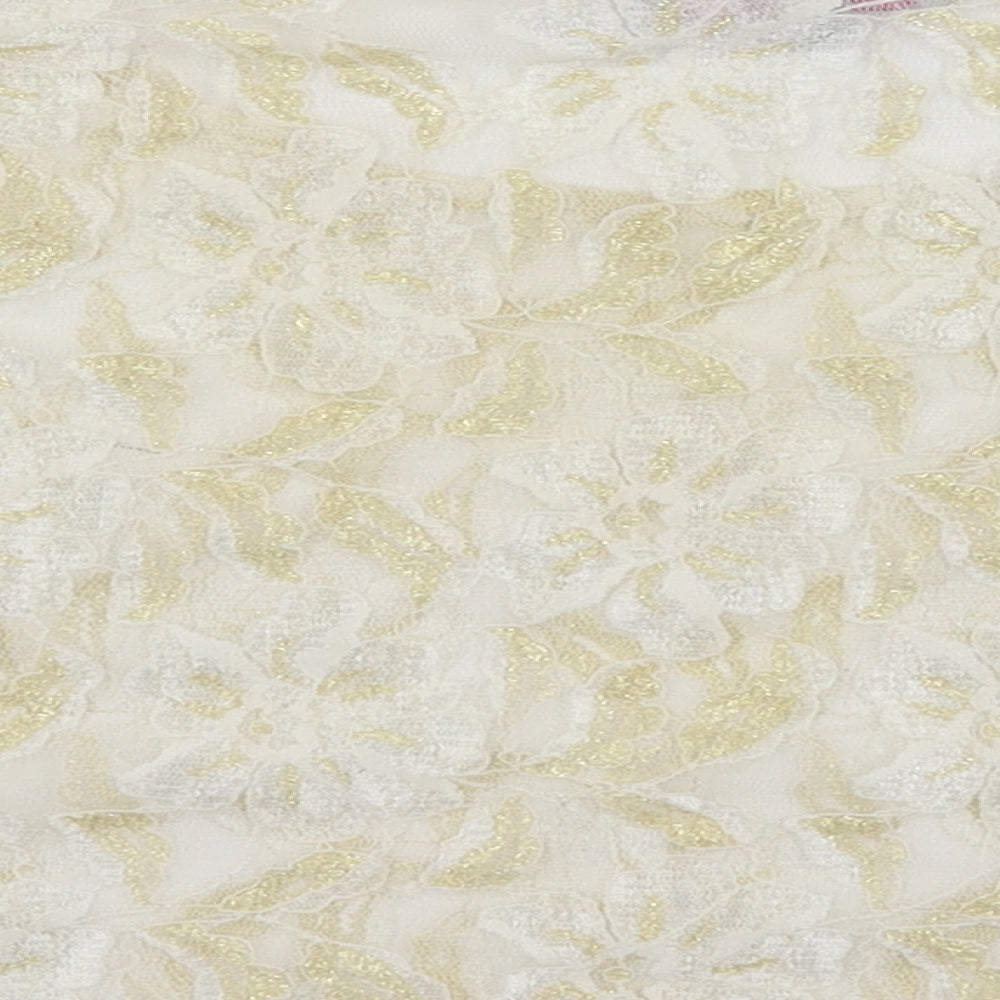 Be Beau Womens White Floral  Basic Blouse Size 12