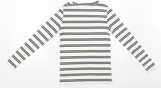 Preworn Womens White Striped  Pullover Jumper Size 6