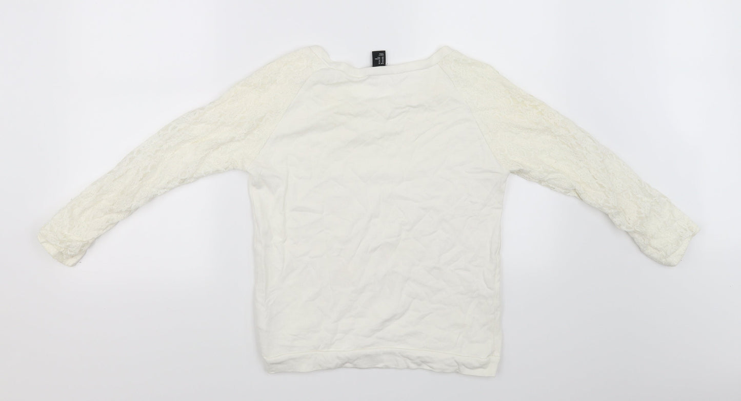 H&M Womens White   Pullover Jumper Size 4