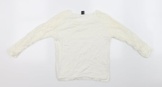 H&M Womens White   Pullover Jumper Size 4