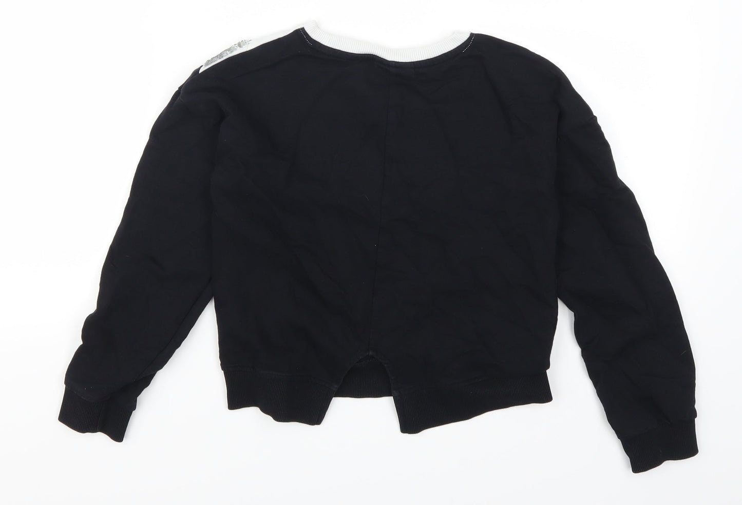 Matalan Girls Black Striped  Pullover Sweatshirt Size 9 Years