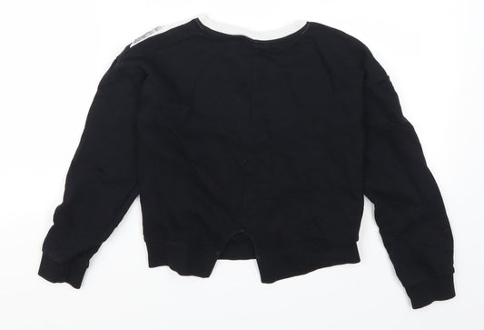 Matalan Girls Black Striped  Pullover Sweatshirt Size 9 Years
