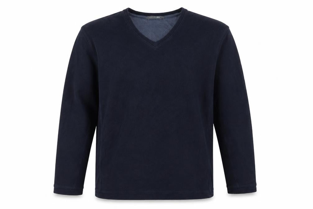 Front view of Marks & Spencer men’s blue pullover sweatshirt, size S