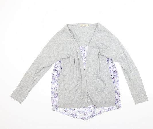 Mia ella Womens Grey Floral  Cardigan Jumper Size S