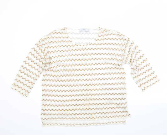 NEXT Womens Beige Striped  Pullover Jumper Size 14