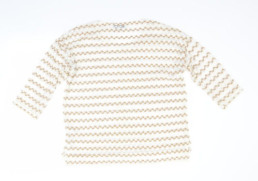 NEXT Womens Beige Striped  Pullover Jumper Size 14