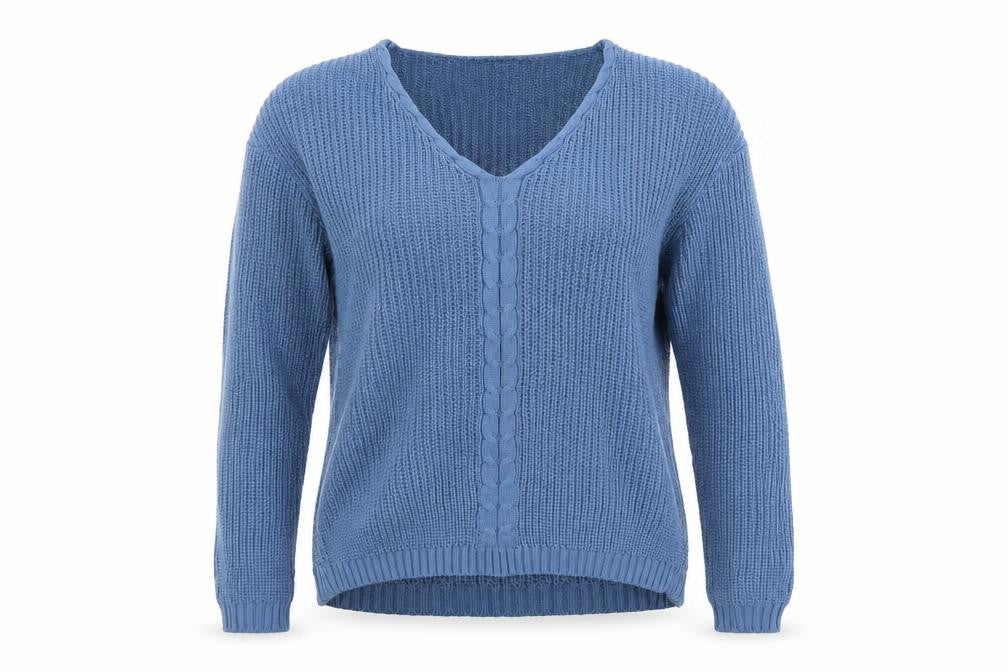 Front view of Emma Morgan women’s blue jumper, size XL