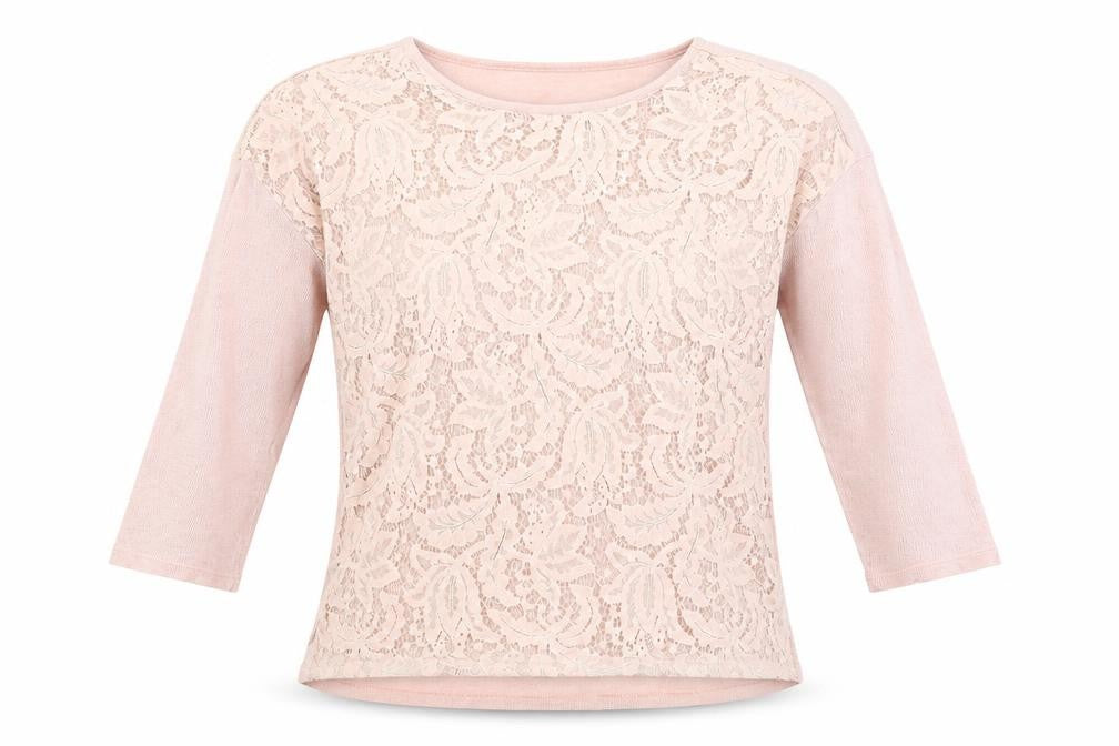 Front view of Dorothy Perkins women’s pink floral jumper, size UK 10