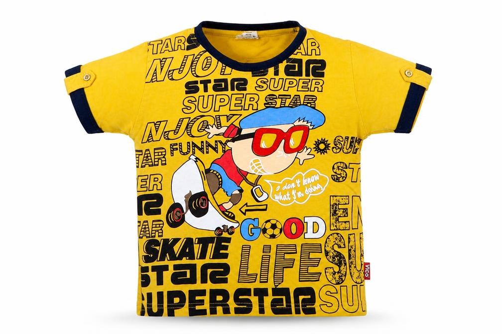 Vico Boys Yellow  Jersey Basic T-Shirt Size 2 Years  - skate