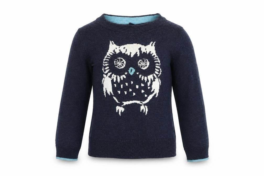 Gao Girls Blue  Knit Pullover Jumper Size 3 Years  - Owl