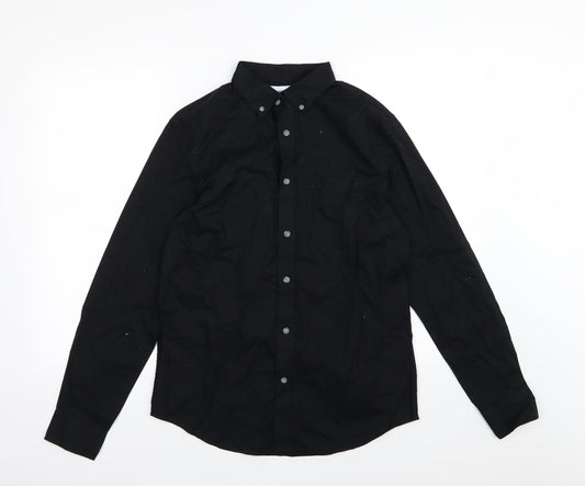 Additional front view of Old Navy men’s black woven button-up, size S