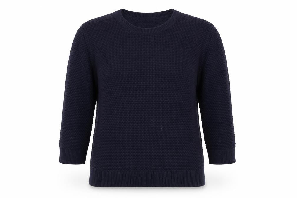 Front view of Gap women’s blue knit jumper, size M