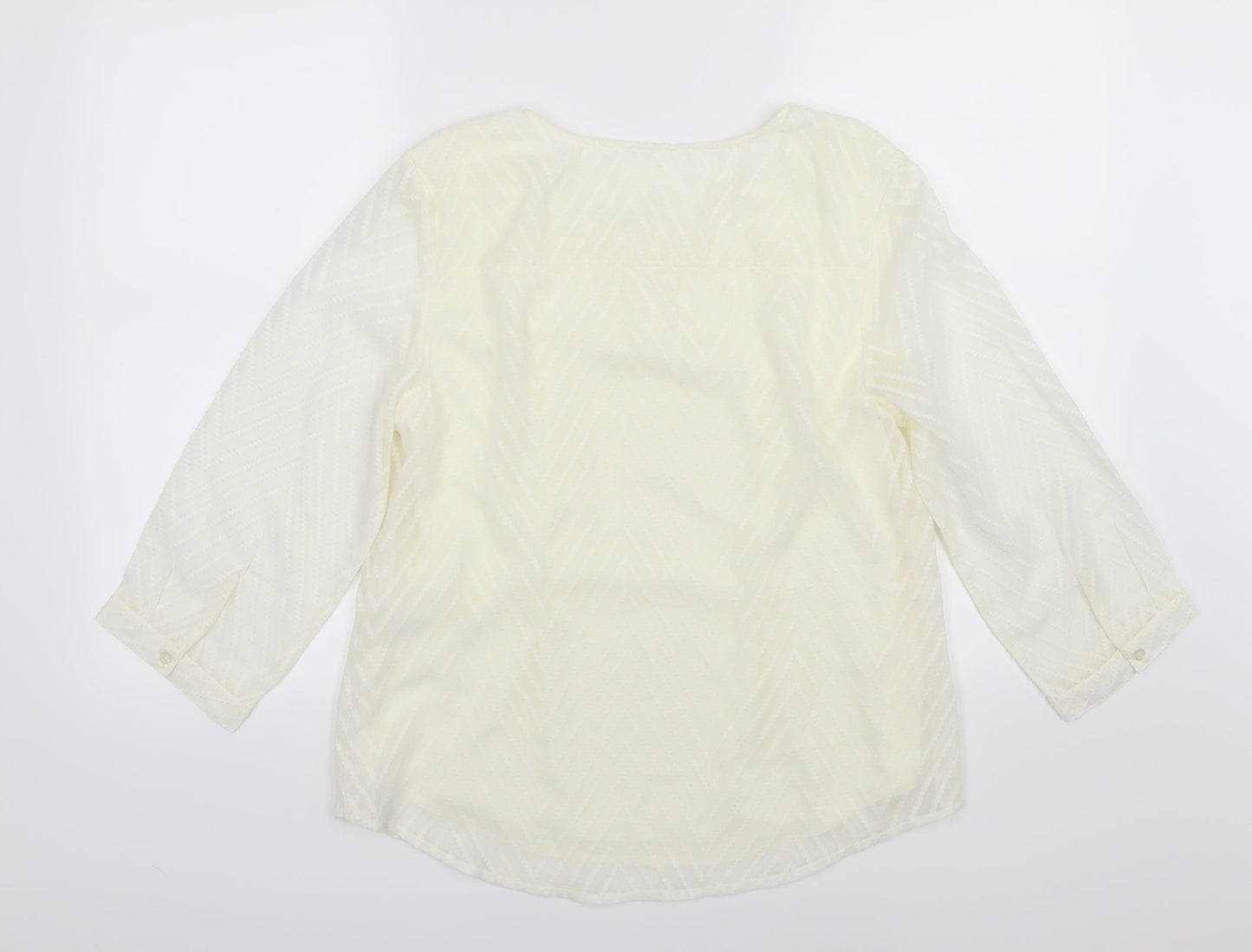 Damart Womens Ivory Striped Chiffon Basic Blouse Size 12