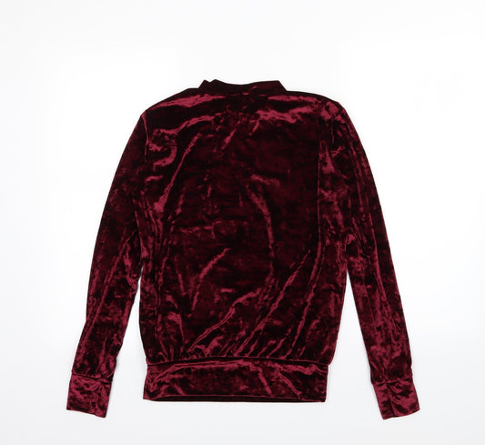 Signature Womens Purple  Velour Pullover Sweatshirt Size M  - Burgundy