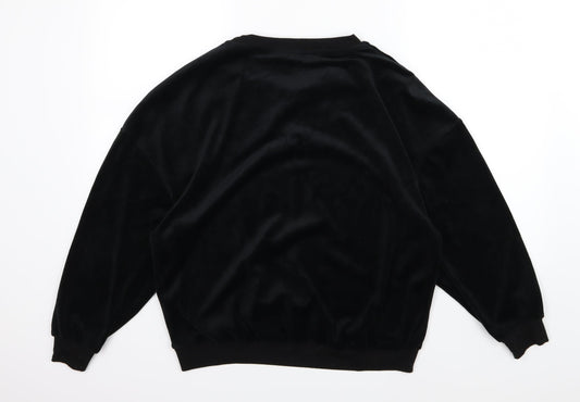 Avenue Womens Black  Velour Pullover Sweatshirt Size S