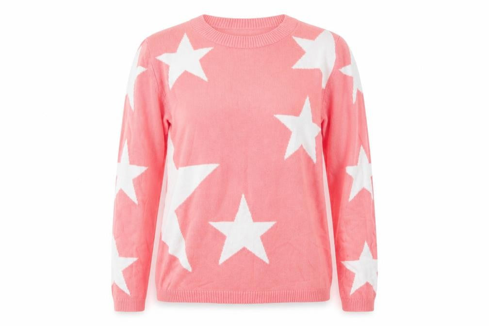 Front view of Marks & Spencer women’s pink knit jumper, size UK 6