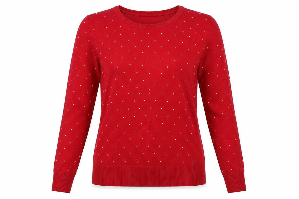 Front view of Elizabeth Scott women’s red jumper, size S