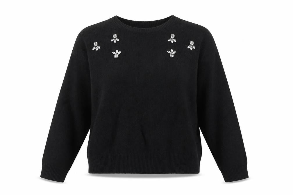 Front view of H&M women’s black knit jumper, size S
