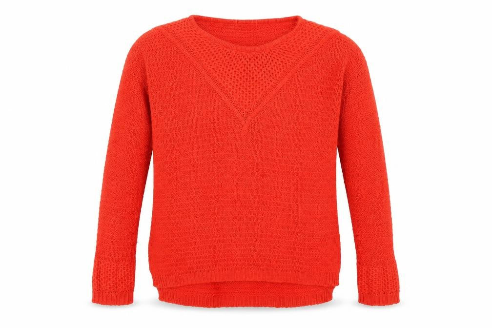 Front view of H&M women’s red knit jumper, size XS