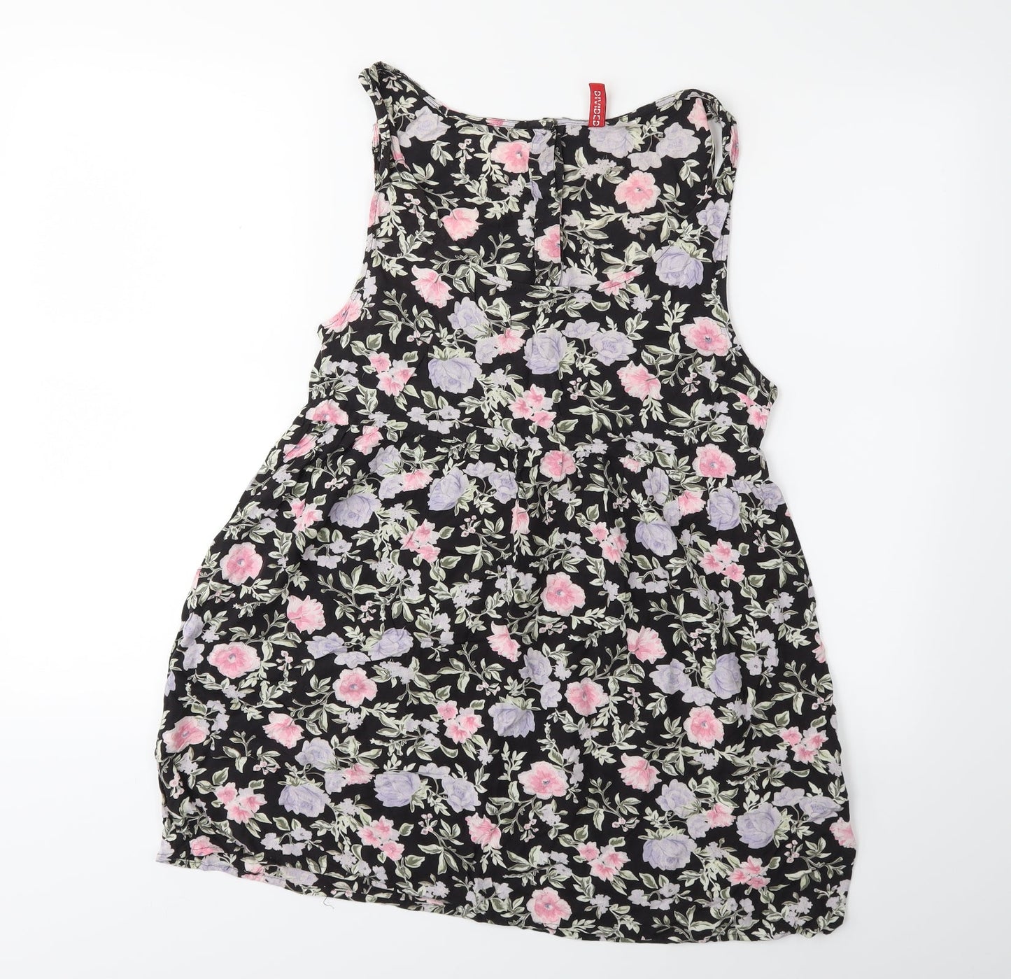 H&M Womens Black Floral  Fit & Flare  Size 8