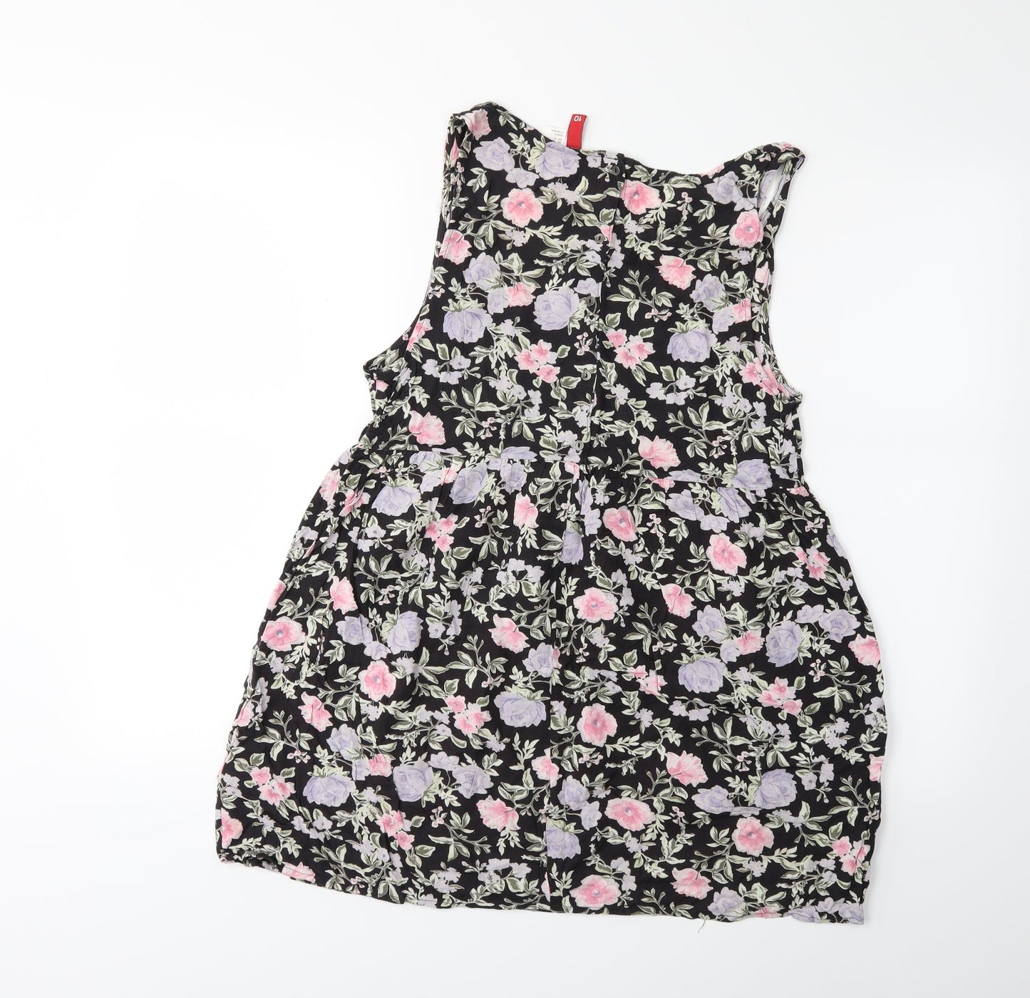 H&M Womens Black Floral  Fit & Flare  Size 8