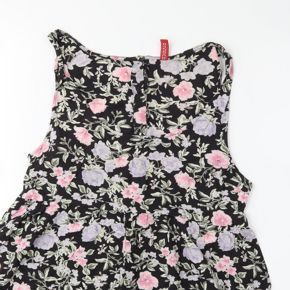 H&M Womens Black Floral  Fit & Flare  Size 8