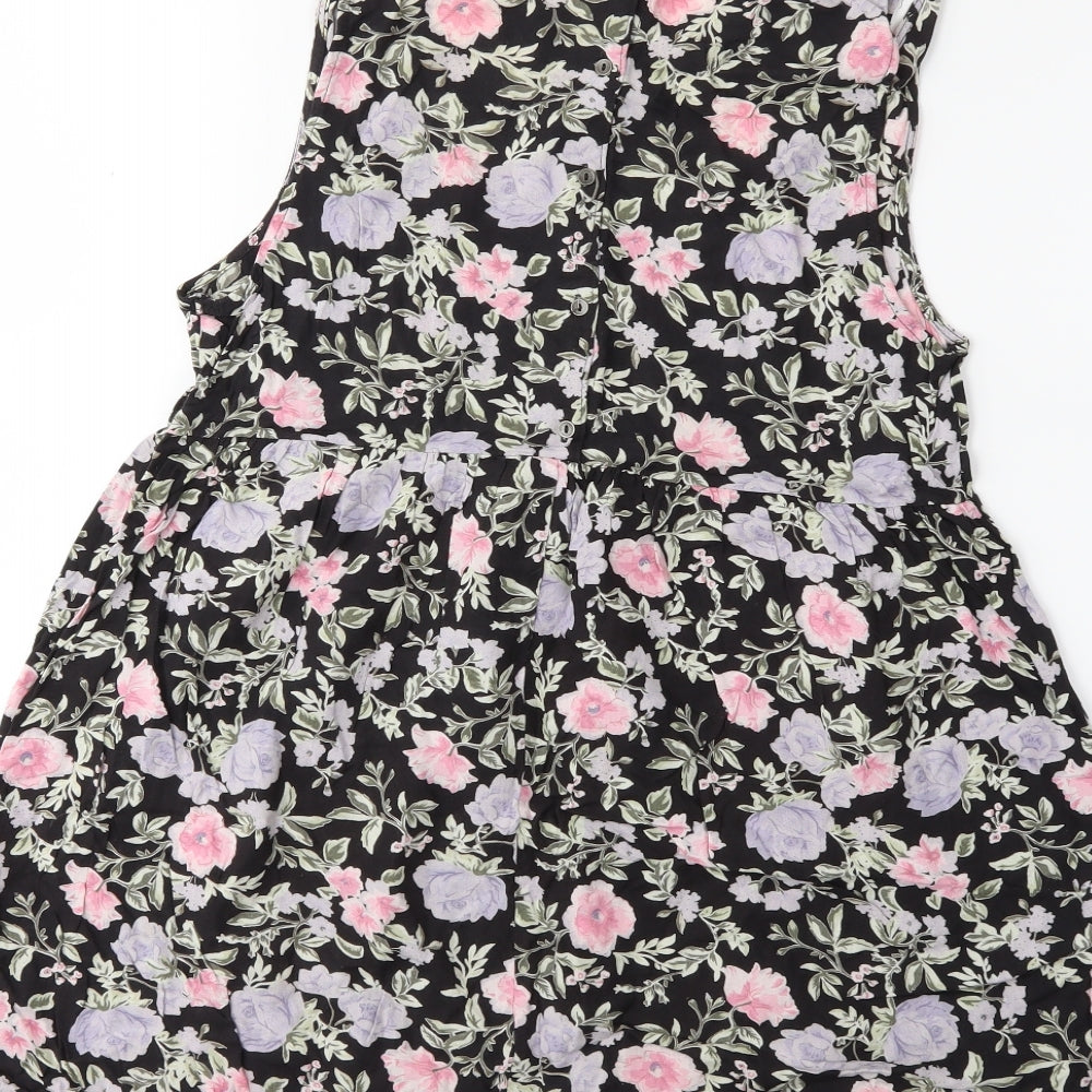 H&M Womens Black Floral  Fit & Flare  Size 8
