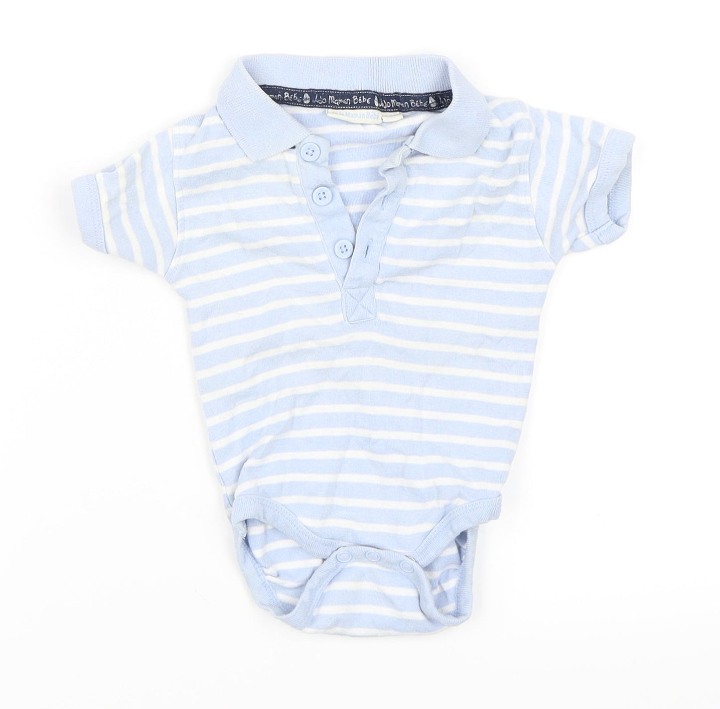 JoJo Maman Bébé Boys Blue Striped  Babygrow One-Piece Size 3-6 Months