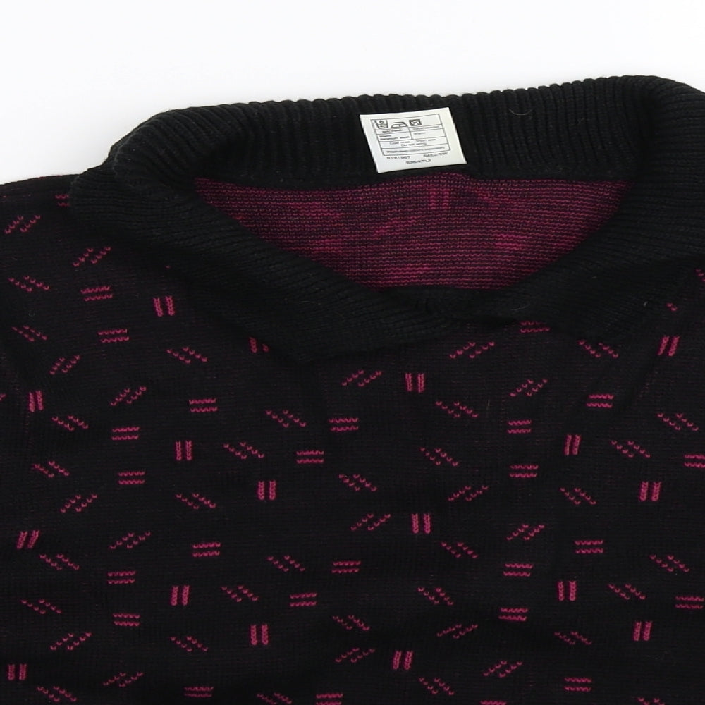 Preworn Womens Black Striped Knit Pullover Jumper Size 12