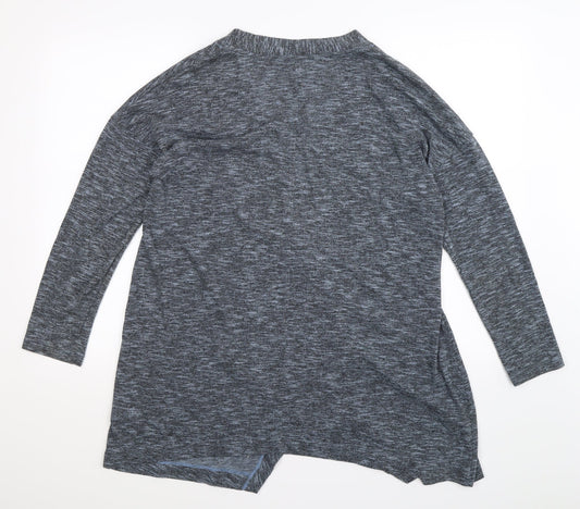 Marks and Spencer Womens Blue Striped  Cardigan Jumper Size 14
