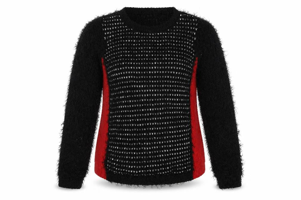 Front view of Marks & Spencer women’s multicoloured knit jumper, size UK 8
