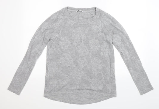 NEXT Womens Grey Floral Knit Pullover Jumper Size 10