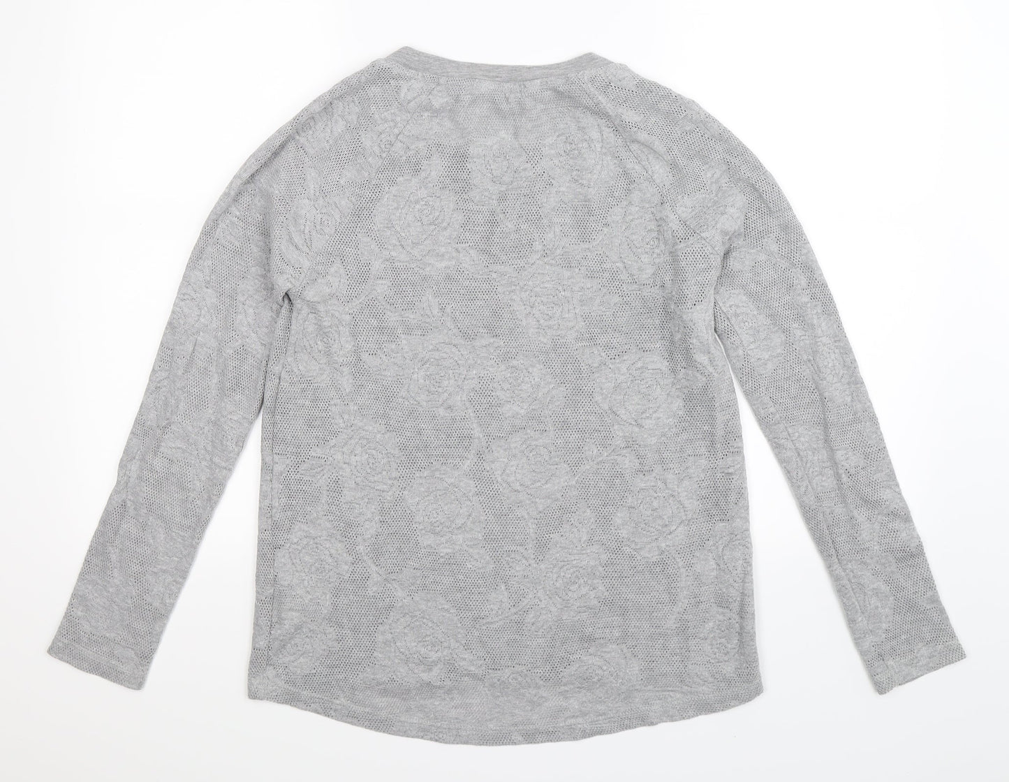 NEXT Womens Grey Floral Knit Pullover Jumper Size 10