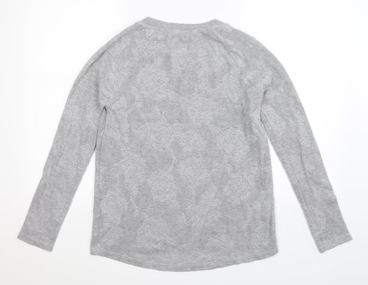 NEXT Womens Grey Floral Knit Pullover Jumper Size 10