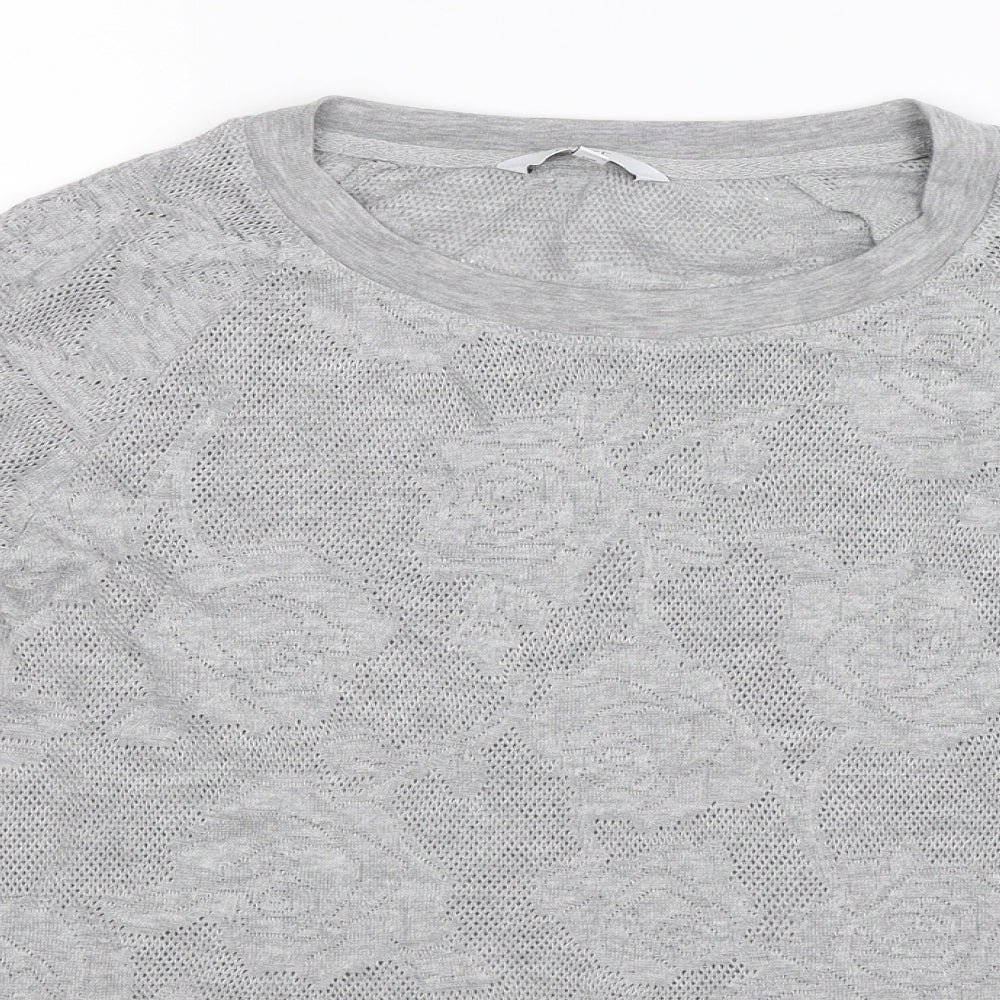 NEXT Womens Grey Floral Knit Pullover Jumper Size 10