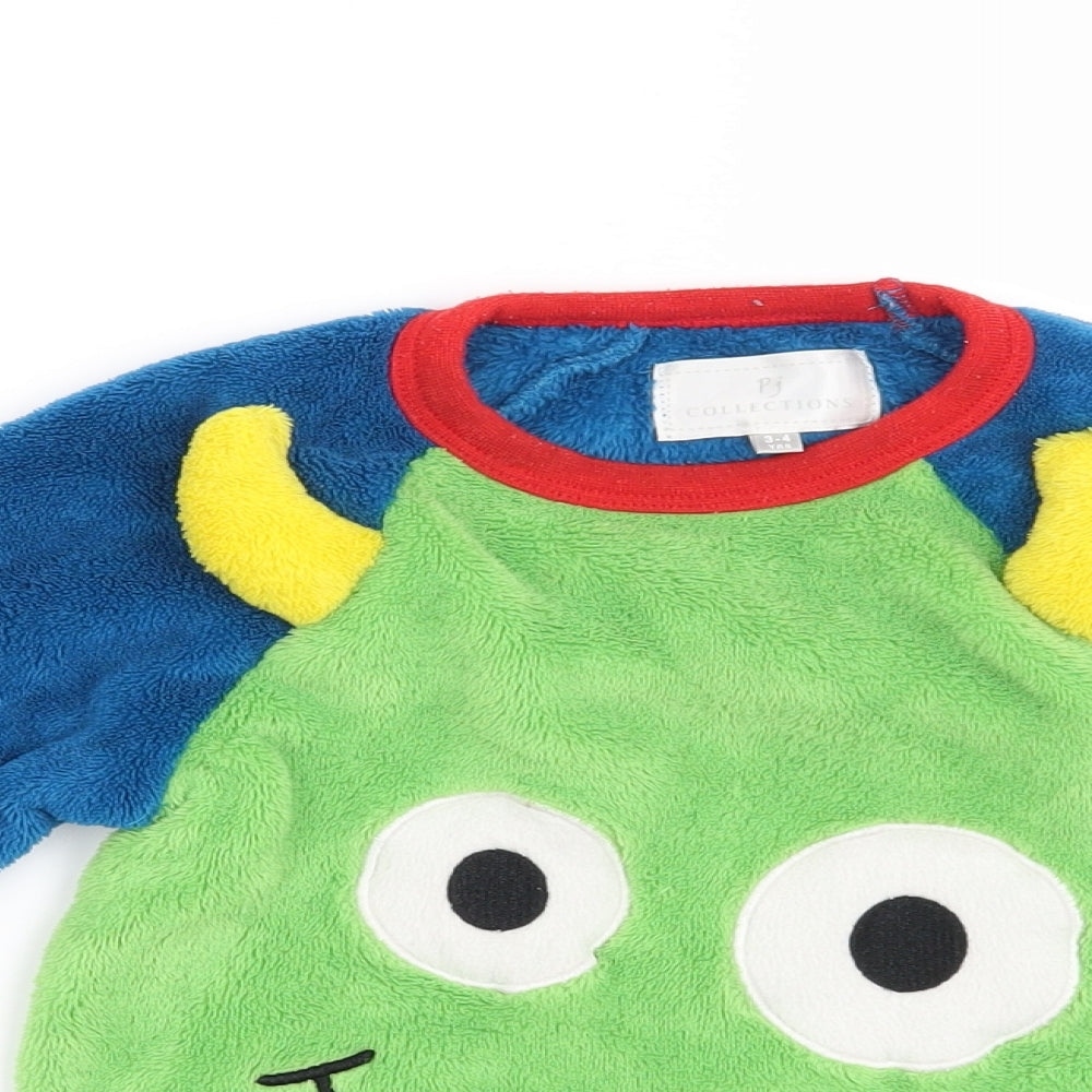 Preworn Boys Blue Solid   Pyjama Top Size 3-4 Years  - Monster