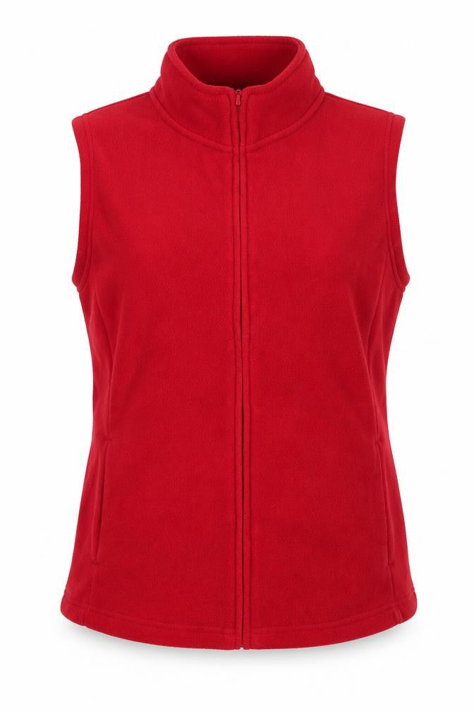 Front view of Isle Essentials women’s red full zip jumper, size UK 18