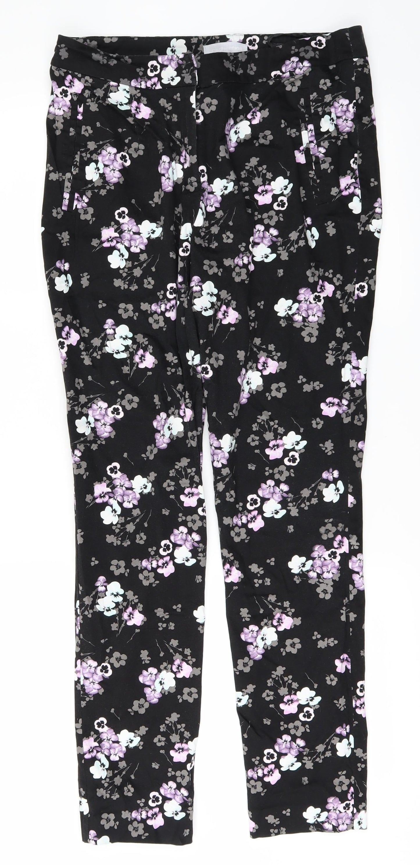 Redherring Womens Black Floral  Trousers  Size 10 L28 in