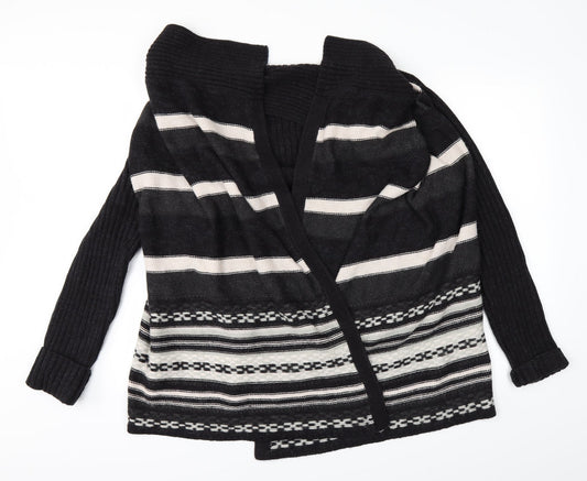 Savior Womens Black Striped Knit Cardigan Jumper Size 14