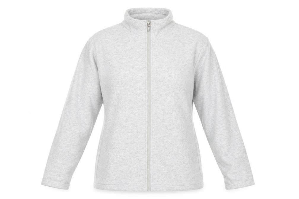 Front view of Holmewood women’s grey full zip jumper, size UK 10