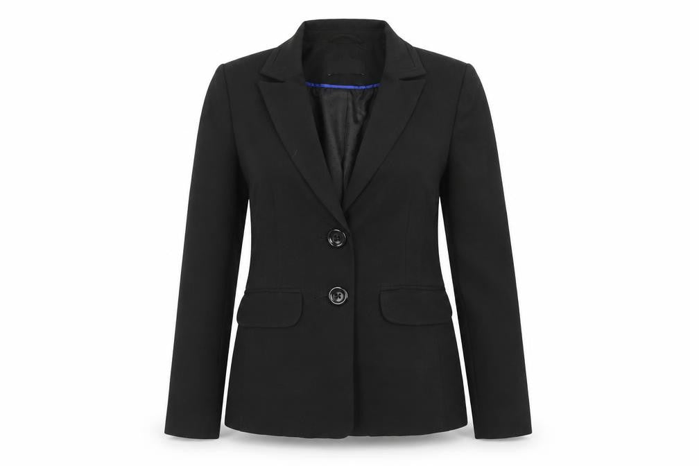 Front view of BHS women’s black rayon jacket suit jacket, size UK 12