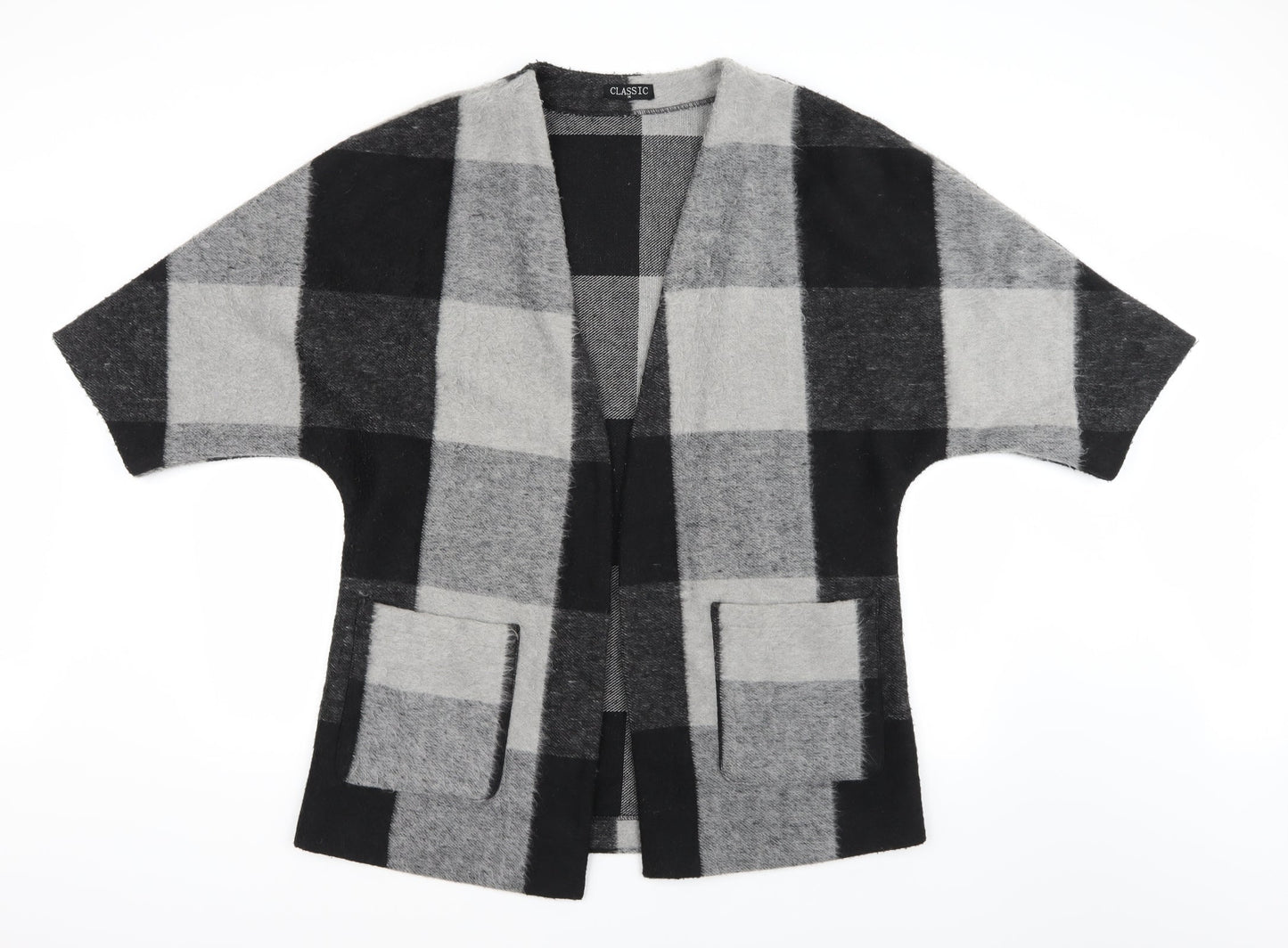 Classic Womens Grey Check Knit Cardigan Jumper Size 14