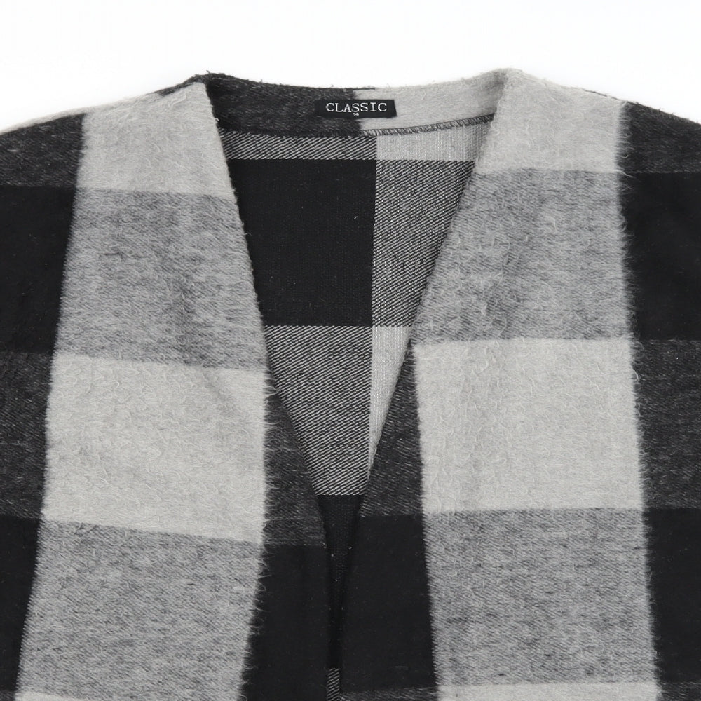 Classic Womens Grey Check Knit Cardigan Jumper Size 14