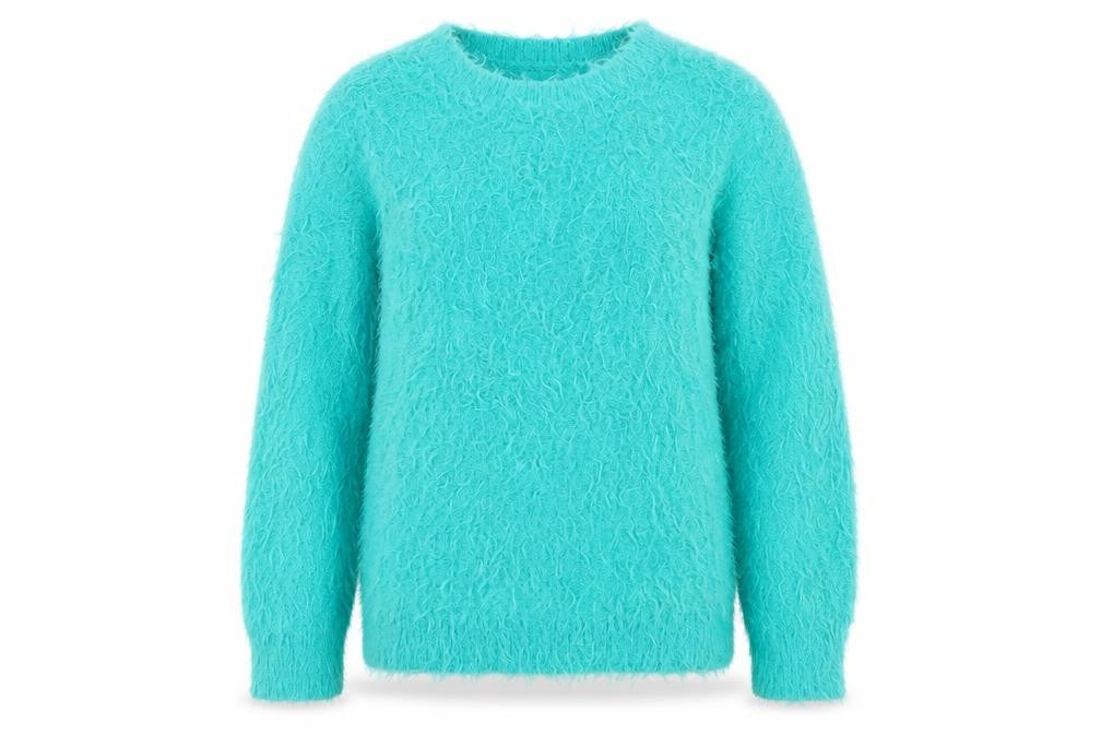 Front view of Matalan girls’ blue jumper, size 7, years