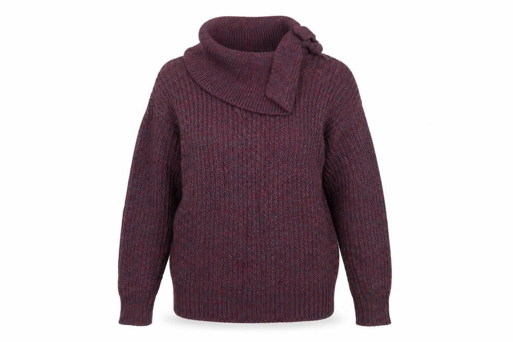 Front view of Preworn women’s purple jumper, size UK 10