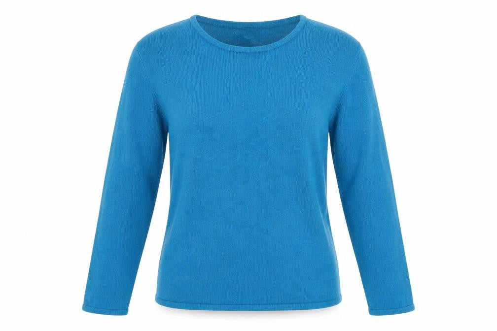 Front view of Bonmarché women’s blue jumper, size L